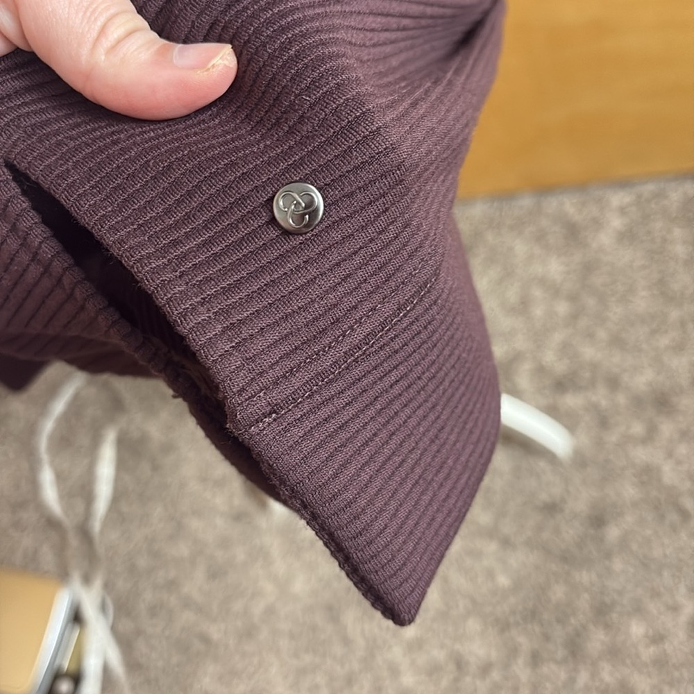 Zella Dark Purple Ribbed Pullover Sweatshirt Oversized S With Side Slits - Picture 7 of 12